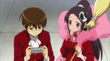 Katsuragi's head is always buried in his PFP at school